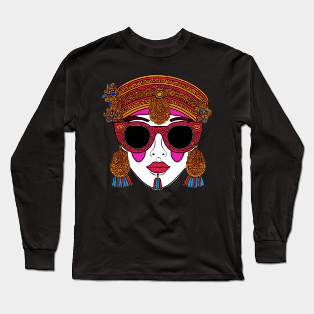 Cool vintage woman with sunglasses | Long Sleeve T-Shirt by Subconscious Pictures